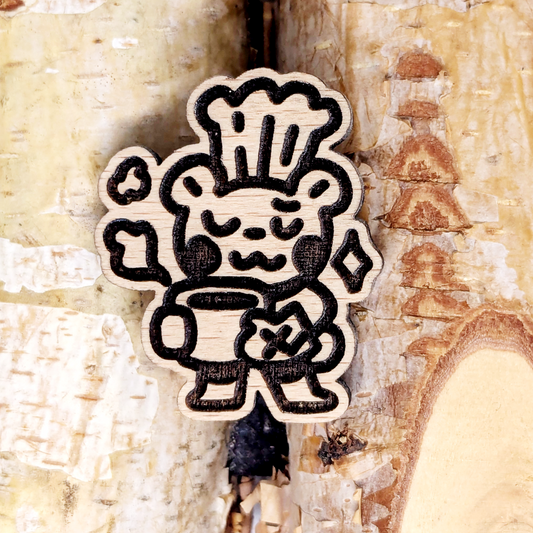 CHEF BEAR WOOD PIN