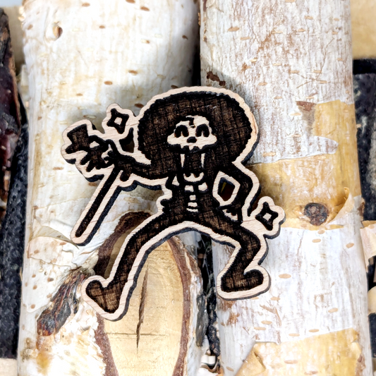SKELETON BARD WOOD PIN
