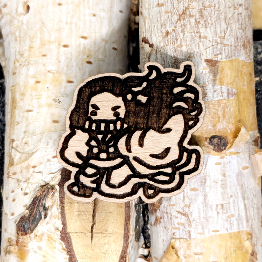 DEMON TINY GIRL WOOD PIN