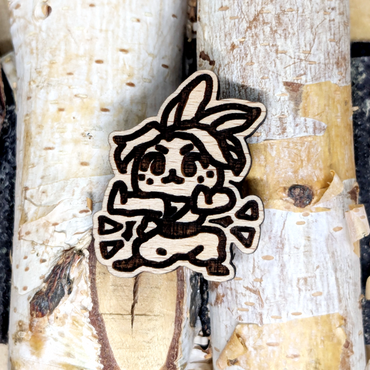 KUNGFU BUNNY WOOD PIN
