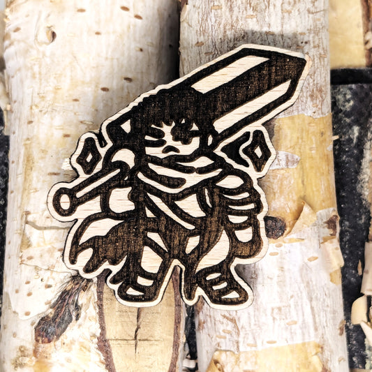 BLACK SWORDSMAN WOOD PIN
