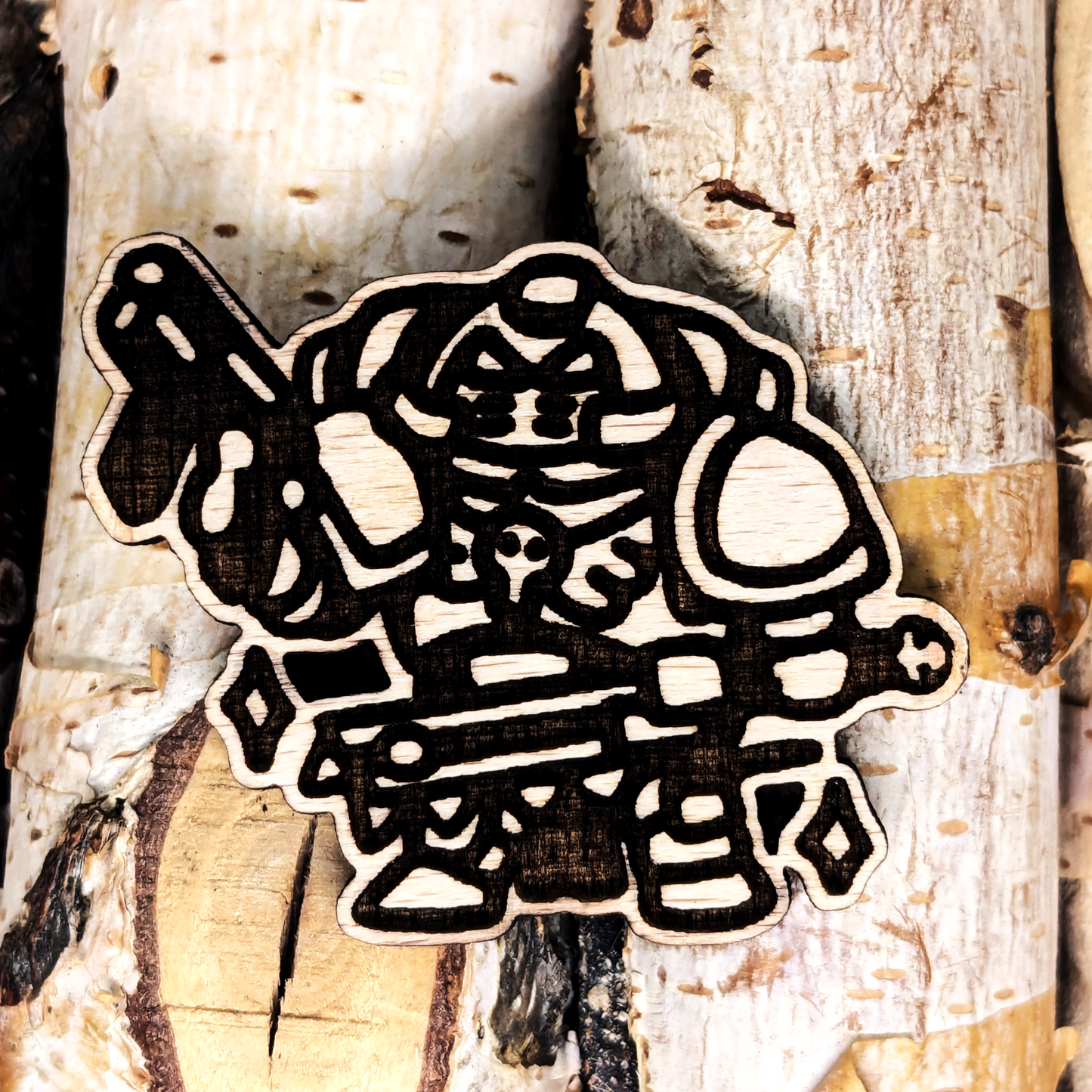 ANGRY WALKING TANK WOOD PIN