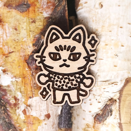 VILLAGER CAT WOOD PIN