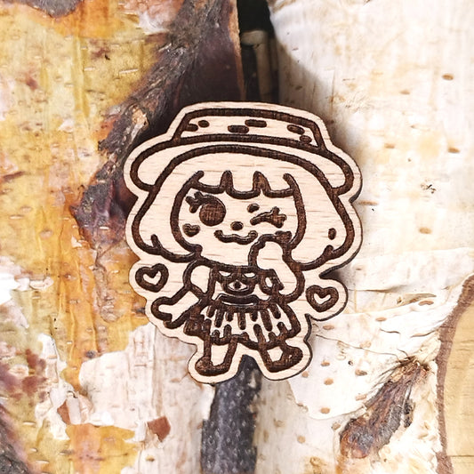 BROCHE DE MADERA CON FORMA DE SOMBRERO CAMPESINO