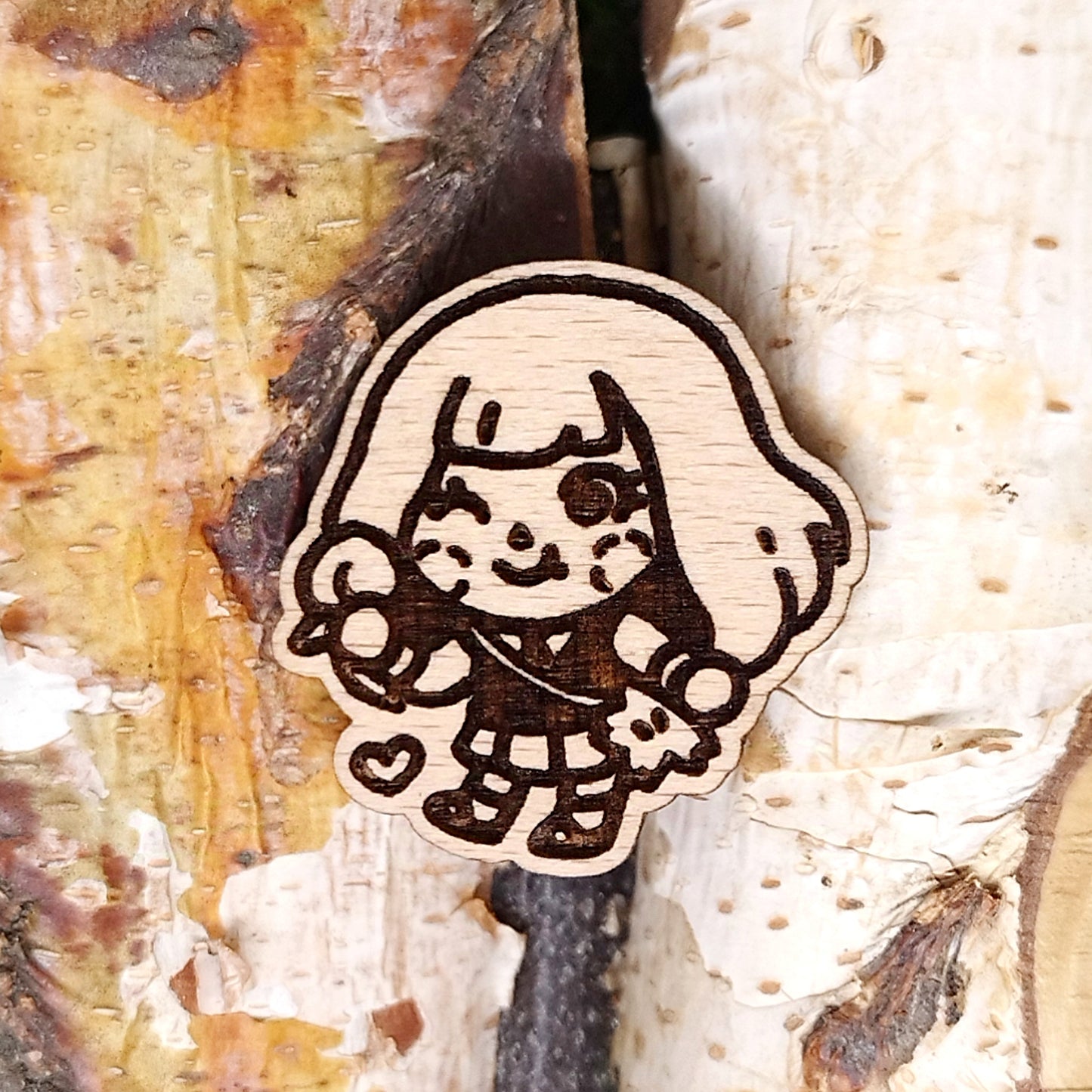 BROCHE DE MADERA DE MELOCOTONERO VILLAGER