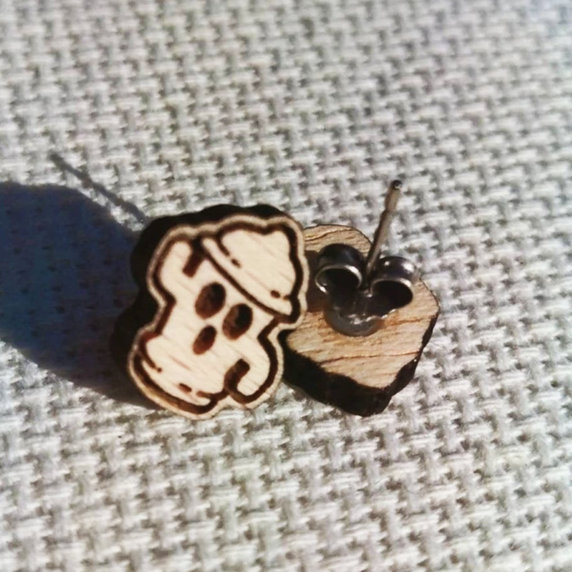 ANIMAL CROSSING GYROID WOOD EARRINGS