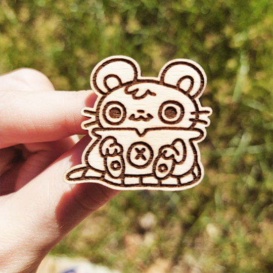 BUTTON MOUSE WOOD PIN