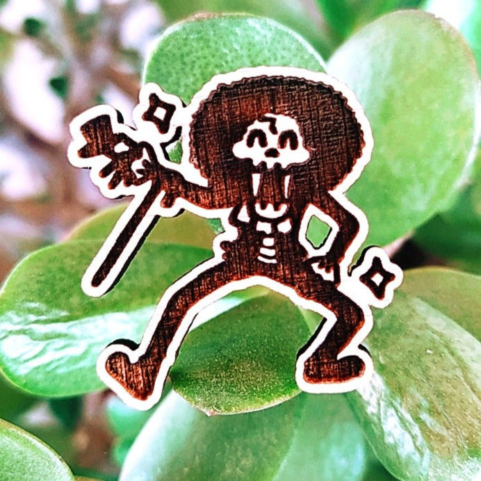 SKELETON BARD WOOD PIN