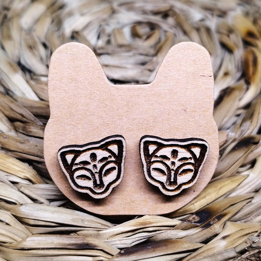 FOX WOOD EARRINGS