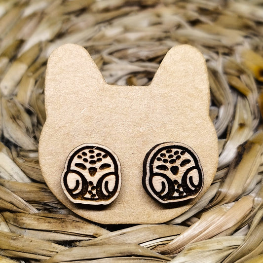 OWL WOOD EARRINGS