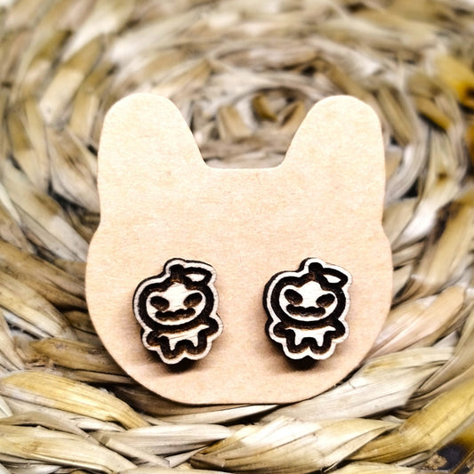 TINY JACK O'LANTERN WOOD EARRINGS