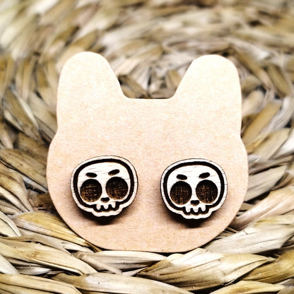 PENDIENTES DE MADERA CON CALAVERA
