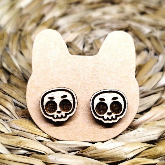 SKULL WOOD EARRINGS