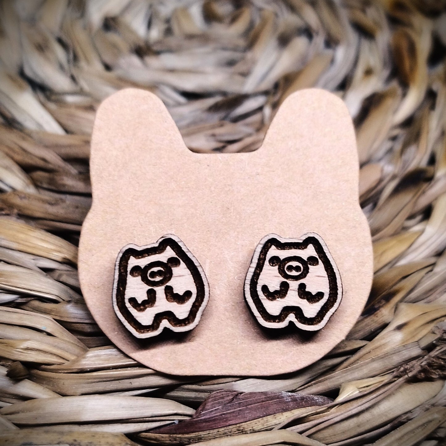 PIG WOOD EARRINGS