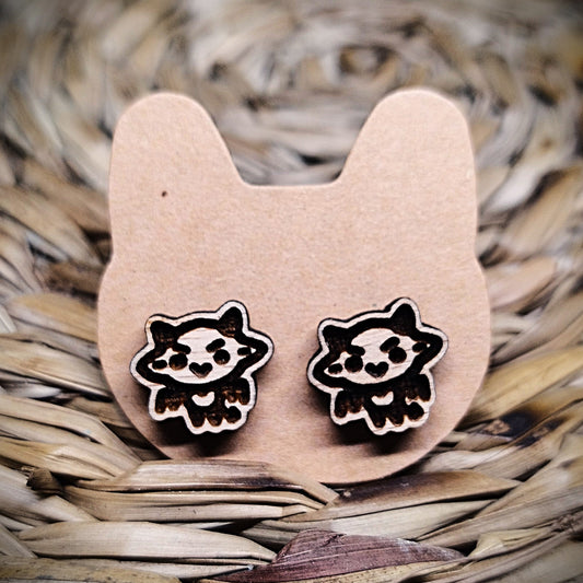 TINY HALLOWEEN DEMON WOOD EARRINGS