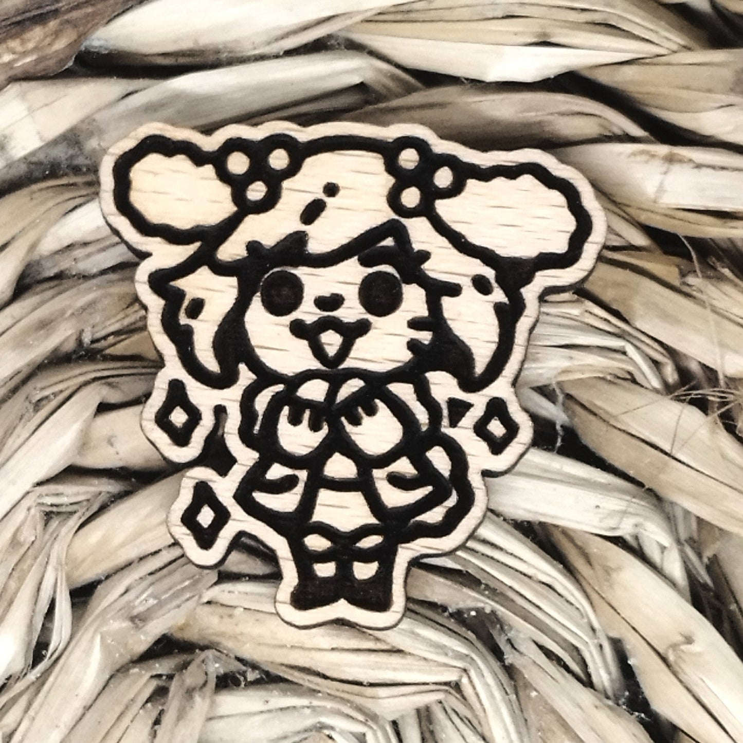 PUPPY GIRL WOOD PIN