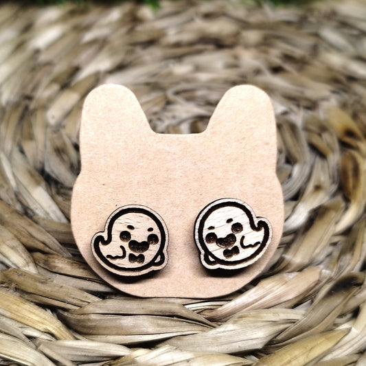 KAWAII GHOST WOOD EARRINGS