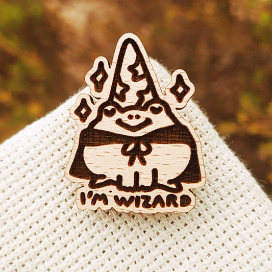 I'M WIZARD FROG WOOD PIN