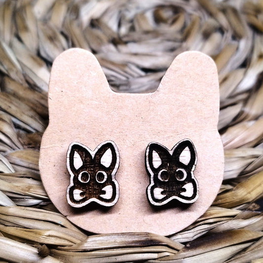WITCH BLACK KITTEN WOOD EARRINGS