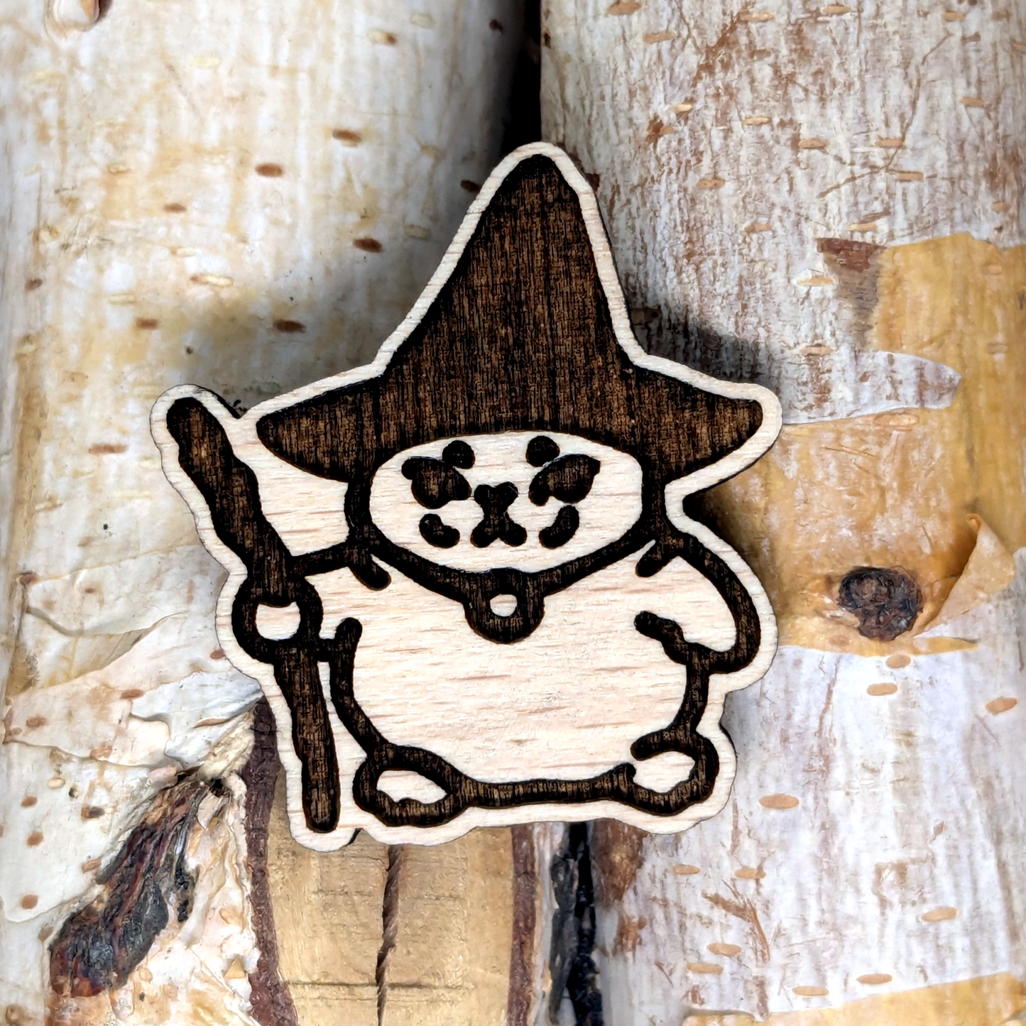 WIZARD CAT MEME WOOD PIN