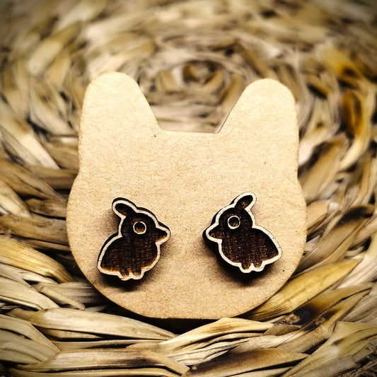 BLACK BIRD WOOD EARRINGS