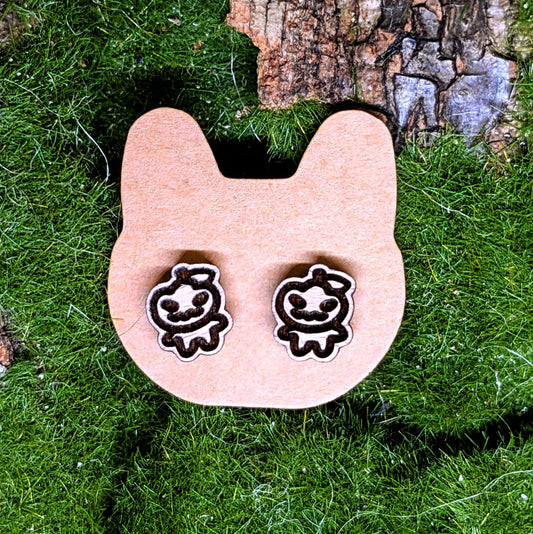 TINY JACK O'LANTERN WOOD EARRINGS