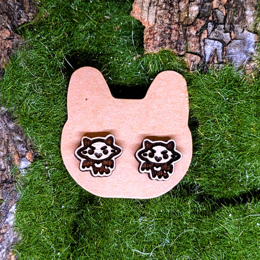 TINY HALLOWEEN DEMON WOOD EARRINGS