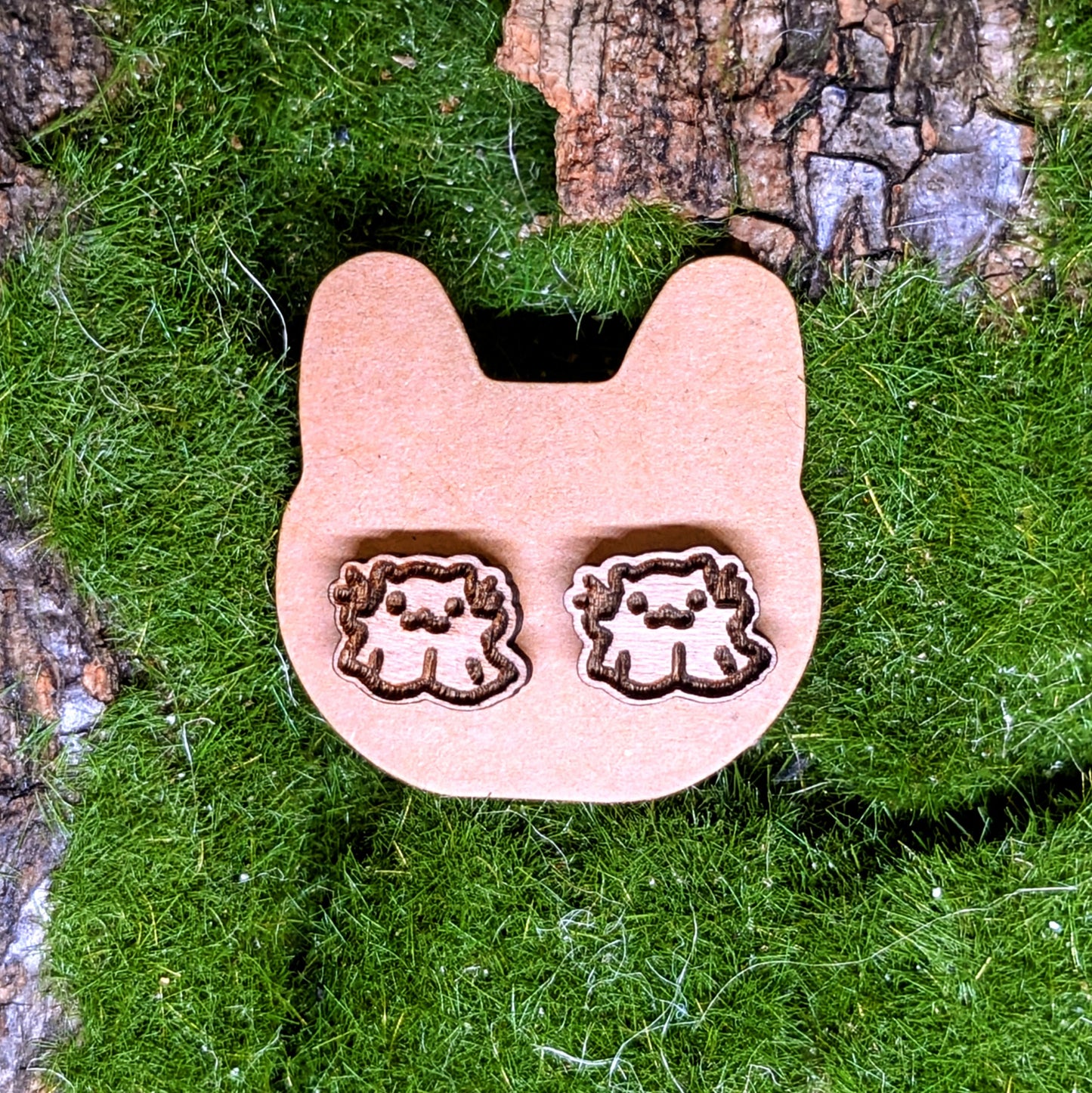 KITTY GHOSTS WOOD EARRINGS