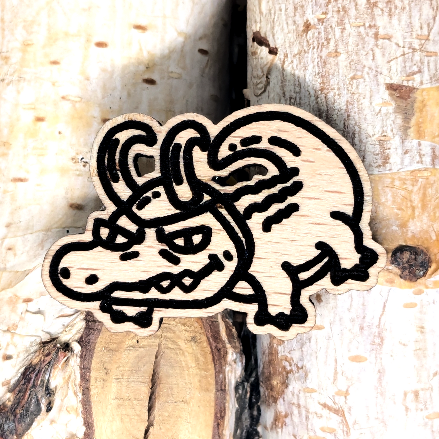 MISCHIEVOUS CROCO WOOD PIN