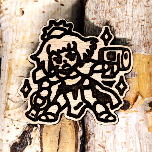 ANGRY CHURCH GIRL WOOD PIN