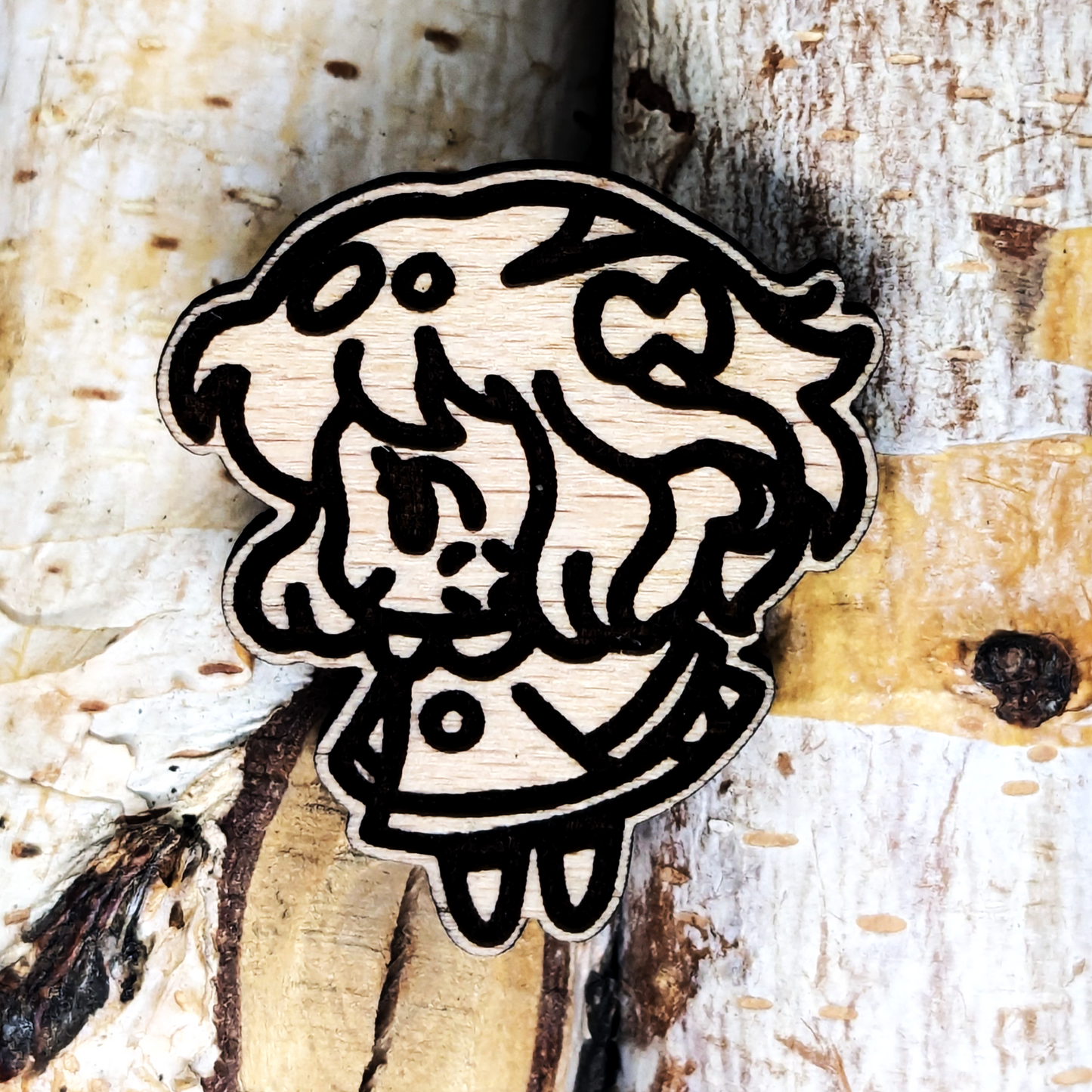 PIN DE MADERA DE NIÑA KAWAII