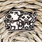TINY BOSS AND HIS DOG WOOD PIN