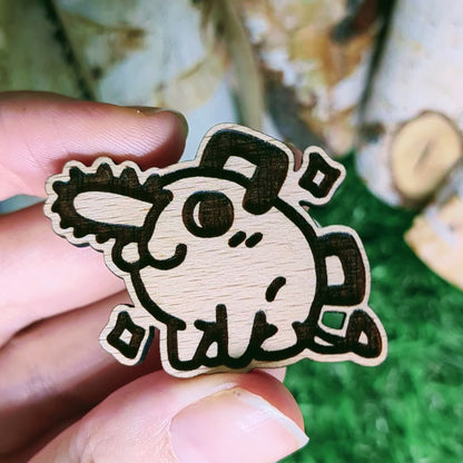 CHAINSAW PUPPY WOOD PIN