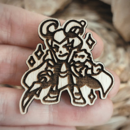 MISCHIEVOUS GOD WOOD PIN