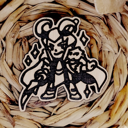 MISCHIEVOUS GOD WOOD PIN
