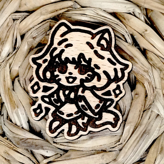 FOX GIRL WOOD PIN