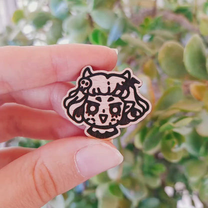 DEMON GIRL WOOD PIN