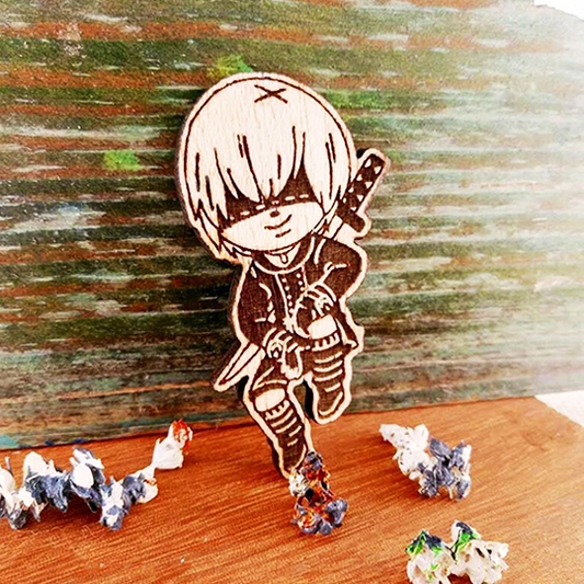 9S NIER AUTOMATA WOOD PIN