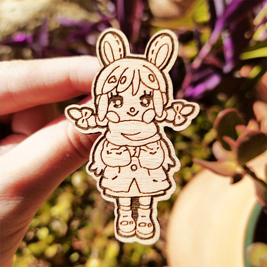 BUNNY GIRL WOOD PIN