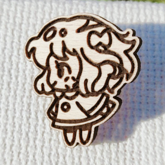 PIN DE MADERA DE NIÑA KAWAII