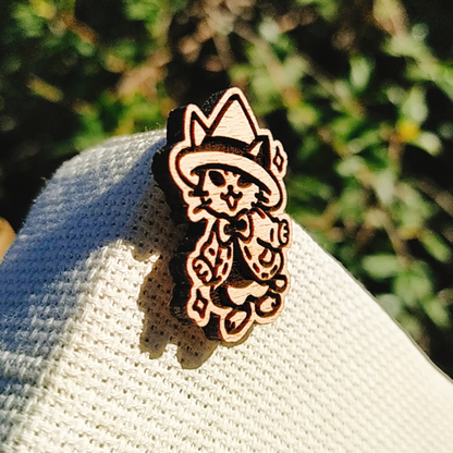 WIZARD CAT WOOD PIN