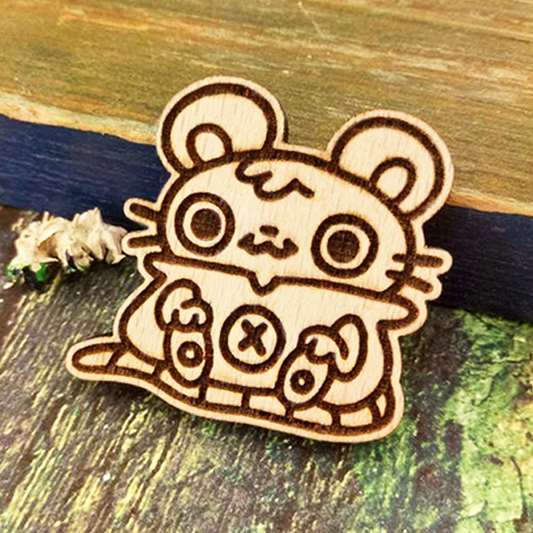 BUTTON MOUSE WOOD PIN